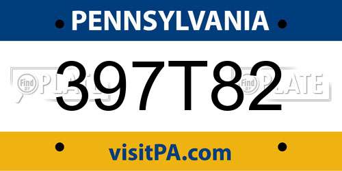 397T82 Pennsylvania License Plate