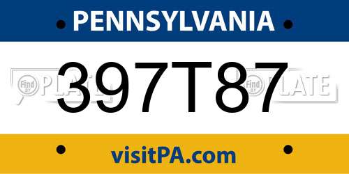 397T87 Pennsylvania License Plate
