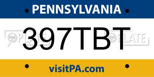 397TBT Pennsylvania License Plate