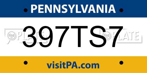 397TS7 Pennsylvania License Plate