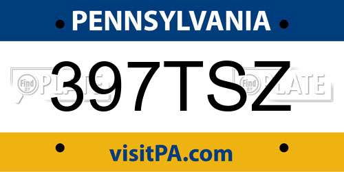 397TSZ Pennsylvania License Plate