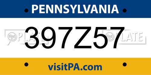 397Z57 Pennsylvania License Plate