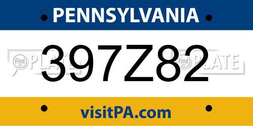 397Z82 Pennsylvania License Plate