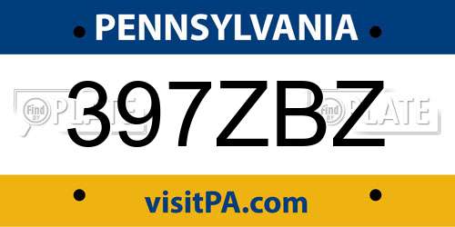 397ZBZ Pennsylvania License Plate
