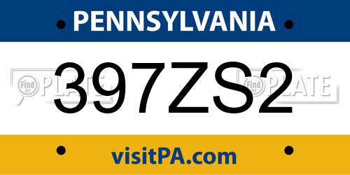397ZS2 Pennsylvania License Plate