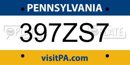 397ZS7 Pennsylvania License Plate