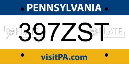 397ZST Pennsylvania License Plate