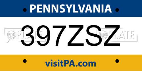 397ZSZ Pennsylvania License Plate