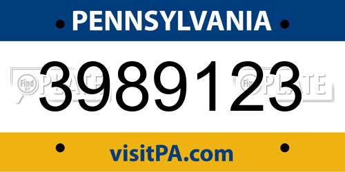 3989123 Pennsylvania License Plate
