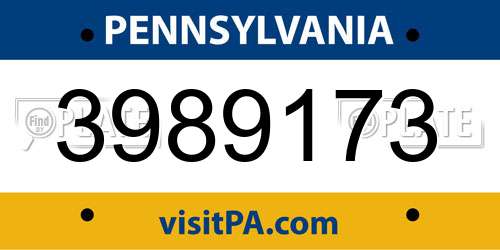 3989173 Pennsylvania License Plate