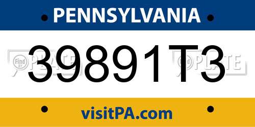 39891T3 Pennsylvania License Plate