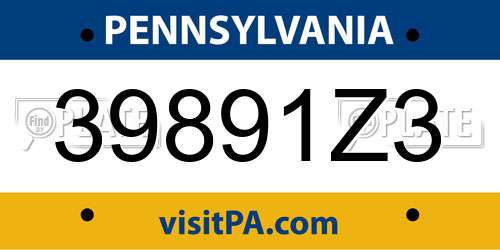 39891Z3 Pennsylvania License Plate