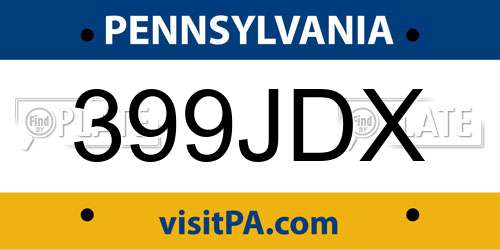 399JDX Pennsylvania License Plate