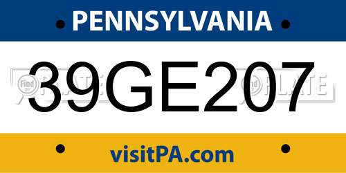 39GE207 Pennsylvania License Plate