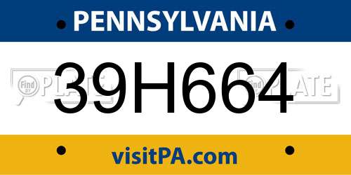 39H664 Pennsylvania License Plate