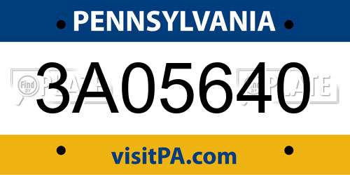 3A05640 Pennsylvania License Plate