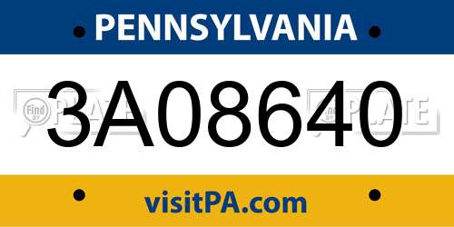 3A08640 Pennsylvania License Plate
