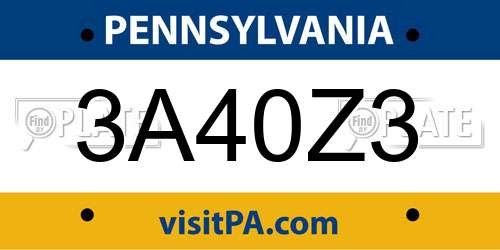 3A40Z3 Pennsylvania License Plate
