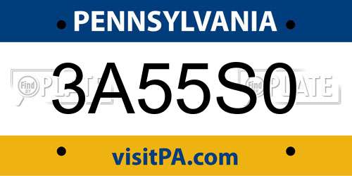 3A55S0 Pennsylvania License Plate