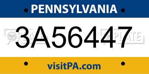 3A56447 Pennsylvania License Plate