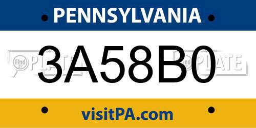 3A58B0 Pennsylvania License Plate