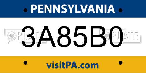 3A85B0 Pennsylvania License Plate