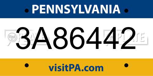 3A86442 Pennsylvania License Plate