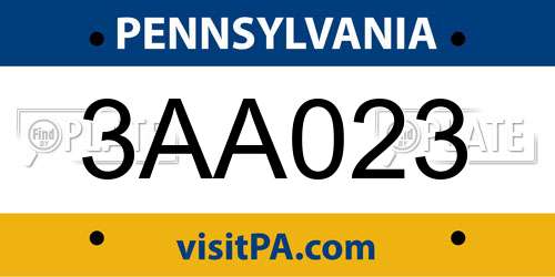 3AA023 Pennsylvania License Plate