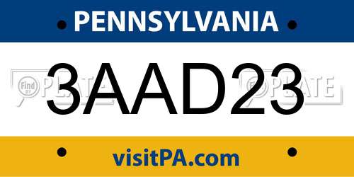 3AAD23 Pennsylvania License Plate