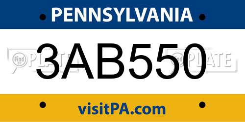 3AB550 Pennsylvania License Plate