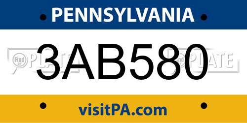 3AB580 Pennsylvania License Plate