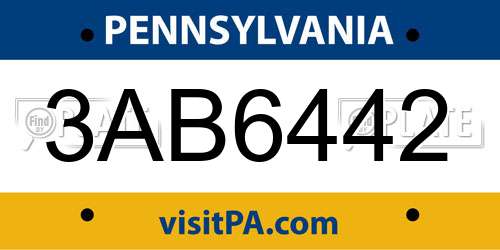 3AB6442 Pennsylvania License Plate