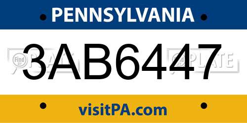 3AB6447 Pennsylvania License Plate