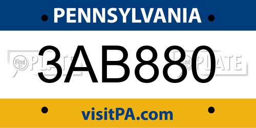 3AB880 Pennsylvania License Plate