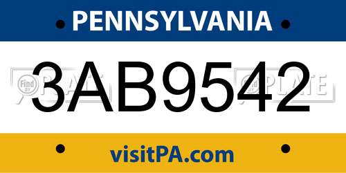 3AB9542 Pennsylvania License Plate