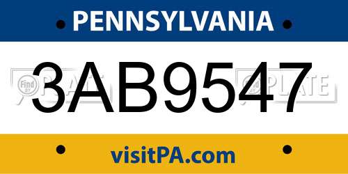 3AB9547 Pennsylvania License Plate