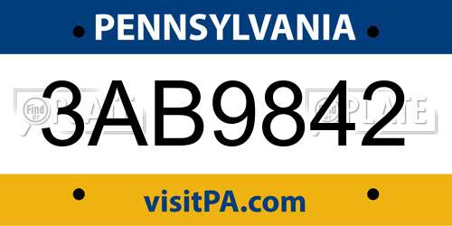 3AB9842 Pennsylvania License Plate