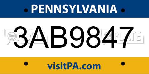 3AB9847 Pennsylvania License Plate