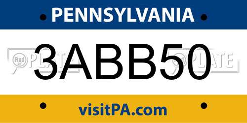 3ABB50 Pennsylvania License Plate