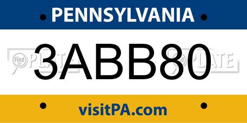 3ABB80 Pennsylvania License Plate