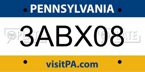 3ABX08 Pennsylvania License Plate