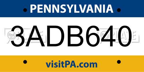 3ADB640 Pennsylvania License Plate