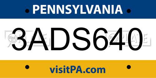 3ADS640 Pennsylvania License Plate
