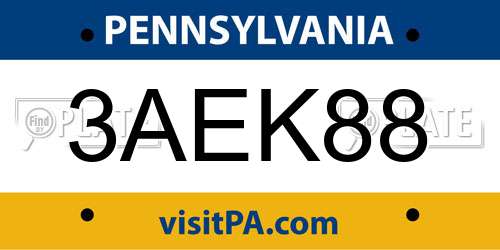 3AEK88 Pennsylvania License Plate
