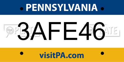 3AFE46 Pennsylvania License Plate