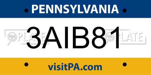 3AIB81 Pennsylvania License Plate