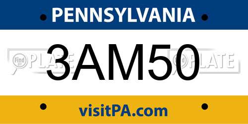 3AM50 Pennsylvania License Plate