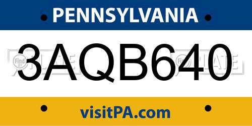 3AQB640 Pennsylvania License Plate