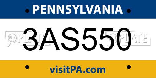 3AS550 Pennsylvania License Plate