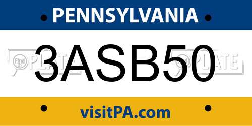 3ASB50 Pennsylvania License Plate